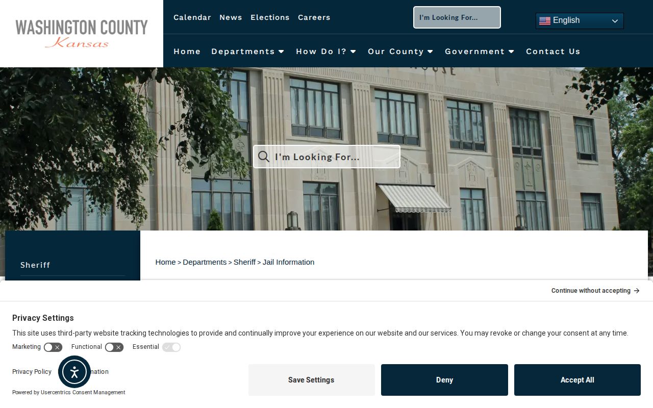 Washington County Jail page with no 24-hour release list